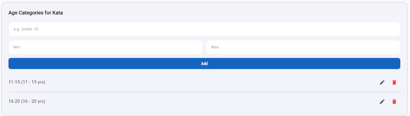 Age Categories for Kata — add age bands
